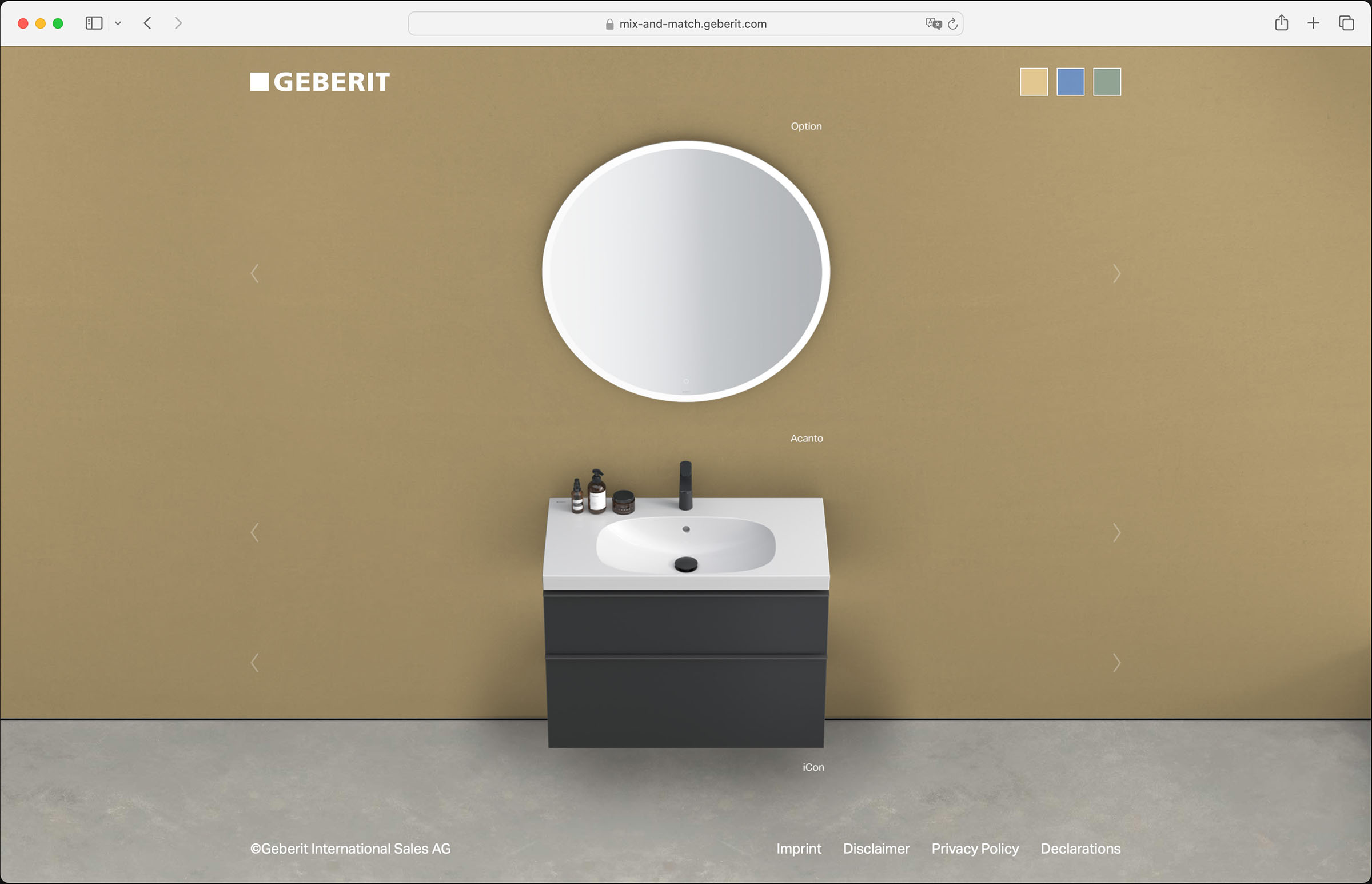 Geberit "Mix and Match" Produkt Konfigurator